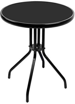 Stelzer Bistrotisch rund Ø 60 cm mit schwarzer Glasplatte MC330850BB schwarz