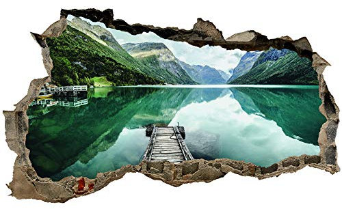Graz Design - Adesivo da parete 3D, con foro di muro, autoadesivo, altezza 60 x larghezza 100 cm, per camera da letto, soggiorno (WL57 Norvegia Fjord)