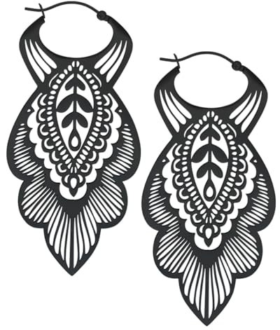 Wildcat Ohrringe Mandala Leaf Hoops Schwarz onesize