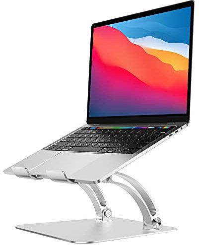 GRSTREE Laptop Stand for Desk, Computer Stand Adjustable Height, Ergonomic Aluminum Laptop Riser Compatible with MacBook, Air, Pro, Dell XPS, Samsung, All Laptops 10-16 -Silver