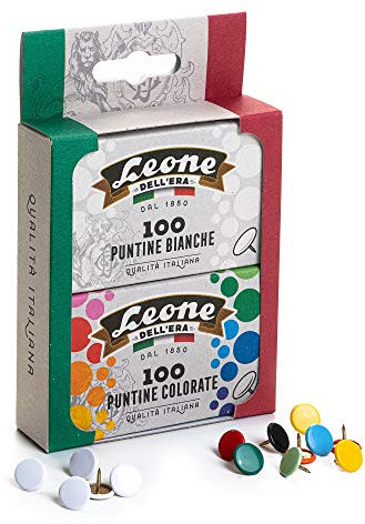 100 weiße Reißverschlüsse + 100 farbige Leone Dell'Era - Blister aus Karton mit 2 Boxen