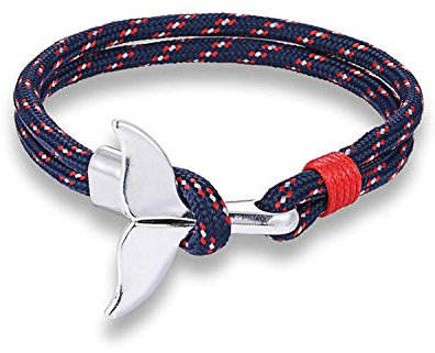 Miniblings Walflosse Wal Flosse Kordel Armband Band Armschmuck Kordelarmband blau rot - Klettern Bergsteiger Seefahrt Schiffstau Schiffsseil Segeln Fischernetz geflochten blau rot - Kordelarmband