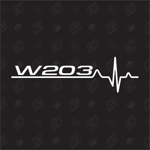 speedwerk-motorwear W203 Herzschlag - Sticker kompatibel mit Mercedes Benz, Schwarz, Vinyl, Outdoor, Rechteckig, Aufkleber, Sticker, Fahrzeugaufkleber