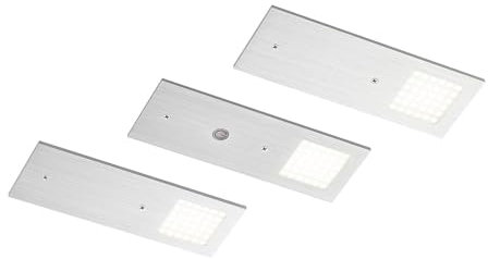 Arcchio 3er Set LED Unterschrankleuchten 'Nortra' dimmbar (Modern) in Alu aus Aluminium u.a. für Wohnzimmer & Esszimmer (3 flammig,) - Unterbauleuchten, Wohnzimmerlampe