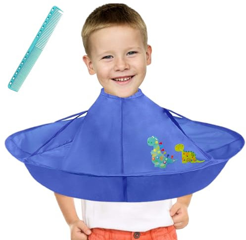 GUSTO Friseurumhang für Kinder mit Kamm Mantel Haarschnitt Friseursalon Cape Haarschnittschürze Faltbar Blau (Farbe 2)