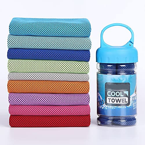 SIQI Cooling Towel (100x30 cm) Ice Towel für den Nacken, Weiches Atmungsaktives Chilly Towel, Microfaser Cool Towel für Yoga, Golf, Gym, Camping, Laufen, Workout & mehr Aktivitäten(Drei Streifen in zu
