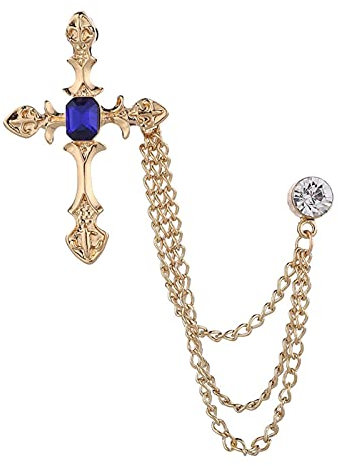 Neue Metall Kreuz Brosche Kristall Strass Quaste Kette Anstecknadel Mode Herren Anzug Abzeichen für Frauen Zubehör