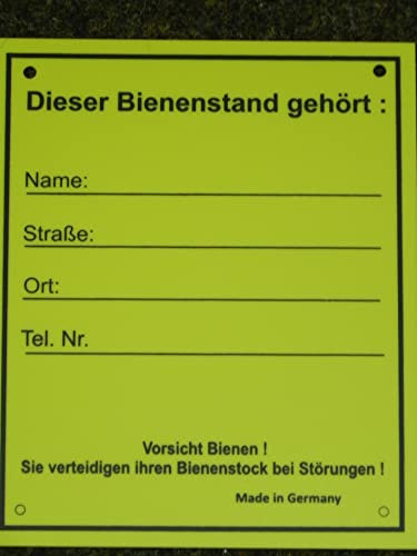 Generisch Bienenstand-Schild Adresse 12,5x15 cm, lichtfest.Imker Imkerei Warnschild Bienenstand