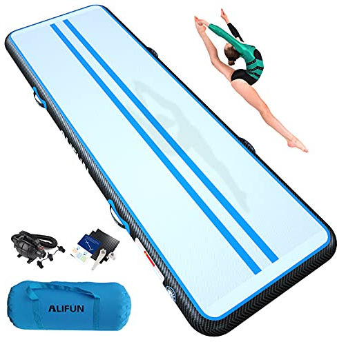 ALIFUN Inflatable Gymnastics Mat, Tumble Track, 2m 3m 4m 6m Length 10/20cm Thick Air Gymnastics Track For Kids Home Use Air Tumbling Mat for Training/Yoga/Water/dancing with Electric Air Pump