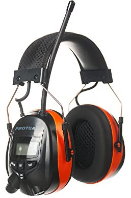 PROTEAR Gehörschutz mit Radio AM FM,MP3-kompatibel,für Industrie,BAU und Mähen Professionelle Lärmreduzierung,SNR 30dB(Orange)