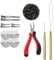 KOCONI Micro Ring Hair Extension Pliers for Removal +200pcs 5.00mm Light Brown Silicone Rings