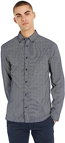Tommy Hilfiger CORE FLEX MINI GEO PRT RF SHIRT Freizeithemden Herren, Blau (Carbon Navy / White), S