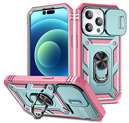 DAWEIXEAU für iPhone 14 Pro Hülle,Kameraschutz Handyhülle Drop Resistance Handys Schutzhülle für iPhone 14 Pro 6.1 (Rosa Grün)