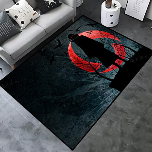 DIMPI Anime Teppich für Wohnzimmer 3D Akatsuki Itachi Naruto Druckbodenmatte Bad Fuß Matte Region Teppiche Teenage Schlafzimmer Dekor Game Room Matten,160 * 230cm