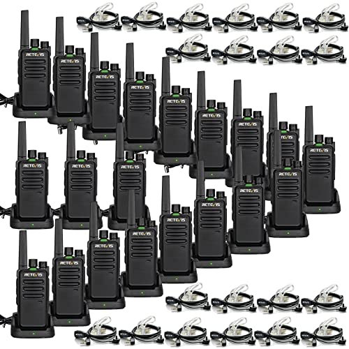 Retevis RT668 Funkgerät mit Kopfhörer, PMR446 Lizenzfreies Tragbares Funkgerät Wiederaufladbar, Professionelle Walkie Talkie Robust für Schulen, Hotels, Sicherheitsdienste (20 Stück, Schwarz)