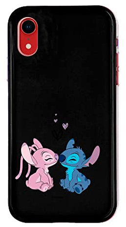 Official Lilo & Stitch Kiss Black Silicone iPhone XR Case to Protect Your Mobile. Choose the Case Type You Like Best with Official Disney License