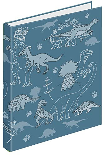 VELOFLEX 1144988 - Ringbuch Dino, DIN A4, mit 2 Ring-Mechanik, Füllhöhe 15 mm, Schulordner aus Karton, Ringordner