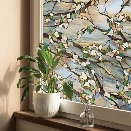 Artscape Sunset 61 x 91 cm Window Film – Provides Privacy, Non-Adhesive, Colorful Stained Glass Pattern, UV Protection, Easy to Apply and Removable
