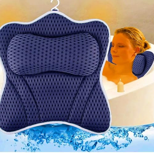 Almohada de Baño, Reposacabezas Bañera, Almohada de Baño con 6 Ventosas Antideslizantes, Puede Soportar La Cabeza, El Cuello,La Espalda,para SPA En Casa Bañera de Hidromasaje,Lavable a Máquina