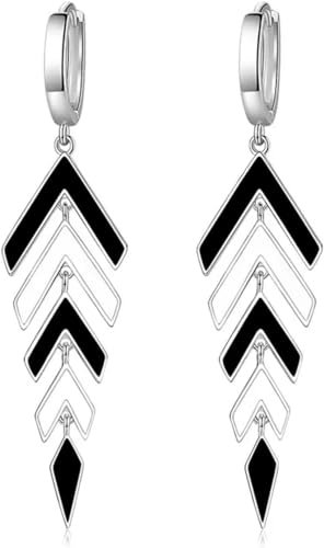Stud earrings Drop Dangle earring Chic Black White Arrow Long Tassel Earrings For Women Silver Earring Lady Party Jewelry Gifts wedding Birthday gifts for women