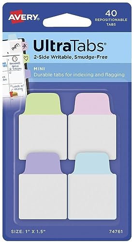 AVERY Zweckform Item 74761 Adhesive Strips Transparent/Pastel (40 Sticky Notes, 25.4 x 38.1 mm, Film Index Tabs, Removable Sticky Notes, Page Markers, Sticky Notes, Adhesive Markers)