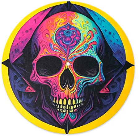 sdroceRyaM Plattenspielermatte, 30,5 cm, Schallplattenmatte, Filz, Totenkopf-Muster, antistatische Rutschmatte für Vinyl-LP, DJ, Plattenspieler, reduziert Vibrationen und verbesserte Klangklarheit,