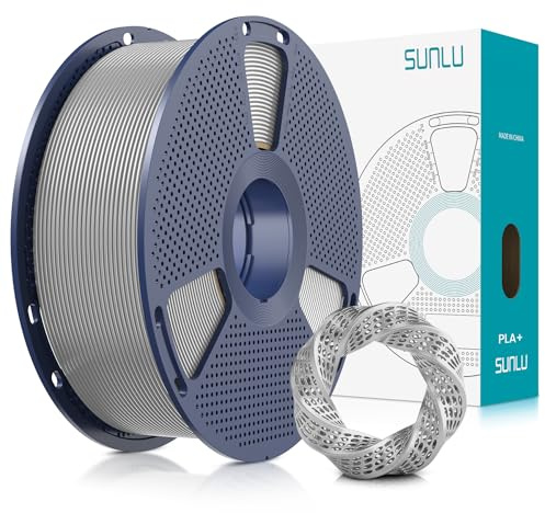 SUNLU PLA+ Filament 1.75mm, PLA Plus 3D Drucker Filament, 1KG Silber | Härter und Stärker 3D Druck Filament PLA+, Neatly Wound, Maßgenauigkeit +/- 0.02mm