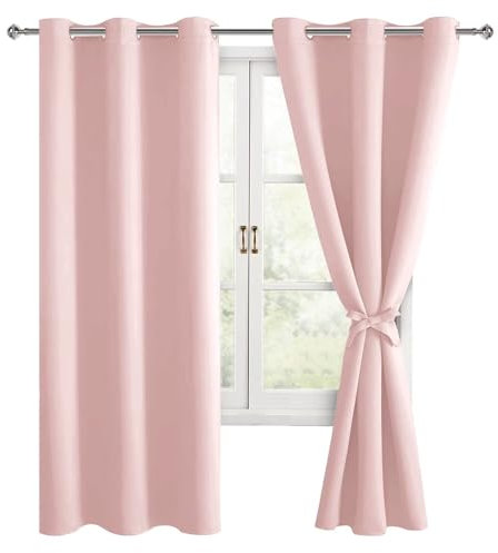 Hiasan Verdunklungsvorhänge Gardinen mit Ösen,Erröten rosa Blickdicht Vorhänge,2 Stück,106 x 160 cm (Breite x Höhe),weiche Schiebevorhänge für Schlafzimmer,Wohnzimmer usw.