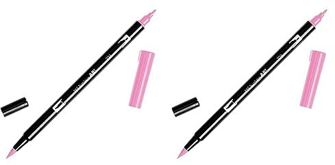 Tombow AB-T703 Fasermaler ABT Dual Brush Pen mit zwei Spitzen, pink rose, 1 Stück (2er Pack)
