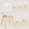 FRUOGO Juego de 6 sillas de comedor con respaldo transparente y patas de madera maciza de haya, sillas de cocina tapizadas con cojín blanco cómodo para comedor, cocina, salón, dormitorio,S5