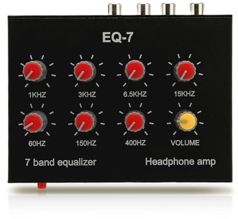 7-Band-Sound-Equalizer, Auto-Audio-Grafik-Equalizer mit Vorverstärkung, Zweikanalton, 3,5mm-Schnittstelle, ± 12DB Regelbereich, Auto-Sound-Equalizer, 20K Eingang, 600Ohm Ausgang,