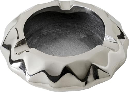 Kare Design Aschenbecher Avantgard, Silber, 15cm Durchmesser, Aschenbecher, Aluminium, Outdoor geeignet