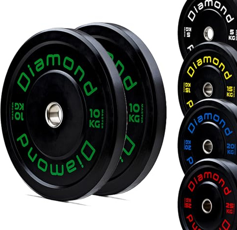 BUMPER Master Olympion Hantelscheiben Diamond Loch Ø50 mm für Fitnessstudio und Home Gym von 5 bis 25 kg für Hanteln und Langhanteln