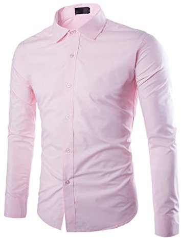 Chemise Formelle pour Hommes Décontractée Coton Chemises Couleur Unie Business Casual Bouton Shirts Grande Taille Pas Cher Cadeau Chemise Rose Homme