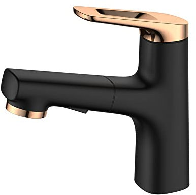 Miscelatore lavabo estraibile Rubinetto cucina con doccetta estraibile Miscelatore 2 modalità getto per cucina Lavabo bagno Miscelatore lavabo con doccia Nero