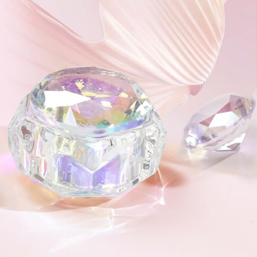 BOMOQING Nail Dappen Dish with Diamond Lid, Acrylic Liquid Powder Dappen Monomer Cup, Clear Glass Crystal Acetone Bowl, Acrylic Nail Brush Cleaner Holder, Nail Tech Must Haves(Colorful)