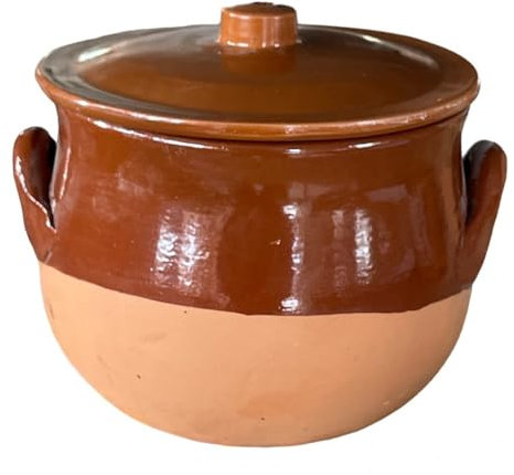 Pentola in terracotta semilucida con coperchio cm.26