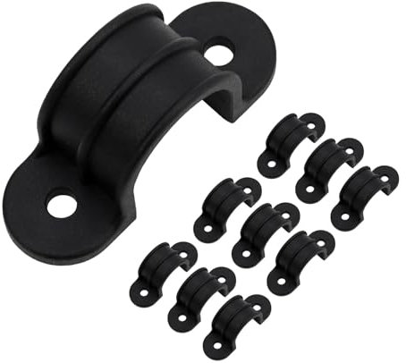 Mewutal Pipe Clip, 10pcs 1 Inch PVC Pipe Straps, U Shape Plastic Conduit Pipe Strap Clamps, 2 Holes Pipe Clips for Water Pipe Tube Cables, Black, 25mm
