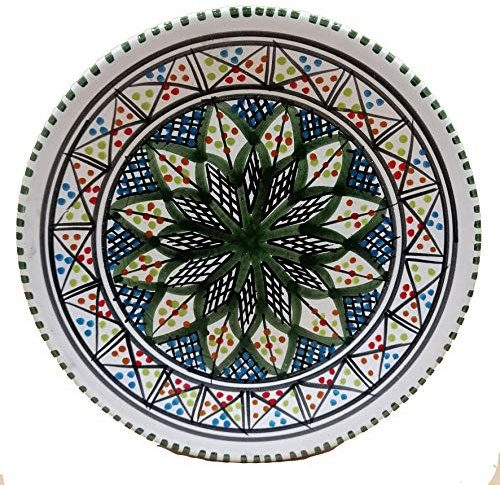Piatto Piano Decorativo in Ceramica Tunisina, Dipinto a Mano per Portate Eleganti 0411201203