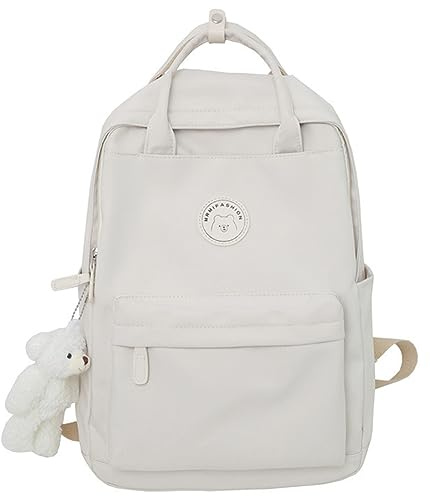Kexpery Großer Rucksack mit Plüsch-Anhänger, Kawaii-Rucksack, solider Reißverschluss, Teenager, Kinder, Rucksack für Arbeit, Camping, Sport, Reiserucksack