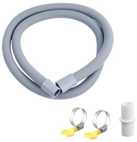 Universal Manguera de Drenaje Manguera de Drenaje de Lavadora Tubo de Drenaje de Lavavajillas con Conector de Manguera de Desagüe y 2 Abrazaderas de Manguera para Lavadora (2m)