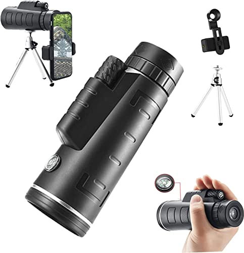 Monokulares 10x50-Teleskop für Mobiltelefone Hochleistungs-Kompass-Monokulare für Erwachsene Handteleskop mit Telefonhalter und Stativ zur Vogelbeobachtung