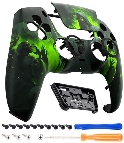 eXtremeRate Luna Re-Design Front Hülle für ps5 Controller BDM-010/020/030/040/050, Ersatzgehäuse&Touchpad&Accent-Ring, Custom integrierend Case Cover Zubehör für ps5 Controller-Dunkler Karneval