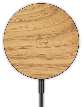 MMORE - Kabelloses Ladegerät mit Eichenholz Material | Schwarz