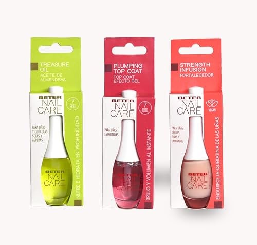 Beter - Nail and Cuticle Care Set - Includes: Almond Oil for Nails and Cuticles, Nail Hardener, and Gel Effect Top Coat, Moisturizes, Nourishes, and Strengthens Nails, Ideal for Gift