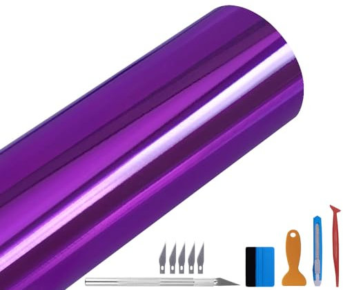 NewL Glänzende Spiegel-Chrom-Vinylfolie Folie Folie Aufkleber blasenfrei DIY Auto Selbstklebend Wrapping Film, violett, 30x300cm