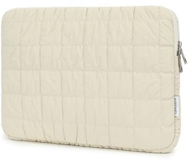 Canvas Life 360 Protected Fluffy Notebook Sleeve Bag, Multi-Pocket Compatible with iPad Pro 12.9-inch, MacBook Pro Air 13-inch and 12.5-13.5-inch Notebook Quilted Fluffy Design (Beige)