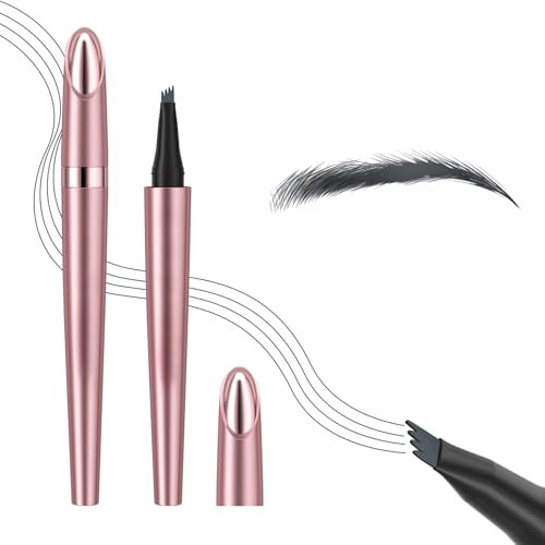 DADAPANGHU Augenbrauenstift Härchenzeichnung mit 4 Gabelspitzen, Neuer Microblading Augenbrauenstift, 3D, Wasserfest, Magisch, Natürlich (03-Grau)