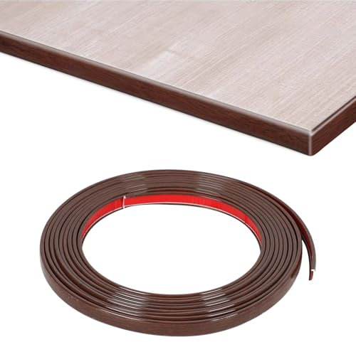 U-Form Selbstklebend,5M PVC Weichsockelleiste Holzmaserung Möbelkantenband Faltbarer Kantenschutz für Schrankkanten, Abschlussleiste, Arbeitsplatten (Walnuss, 12mm * 5m)