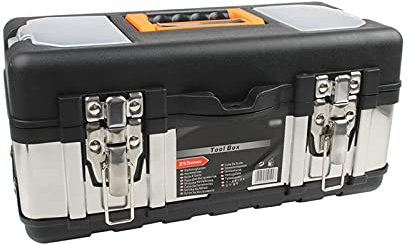 Werkzeugbox Werkzeugkoffer Kunststoff Große Edelstahl Werkzeuge Werkzeugkasten Haushalt Wartung Elektriker Aufbewahrungsbox Arbeit Werkzeugkoffer for Pflege DIY Kunst Schnellverschluss und Organizer(